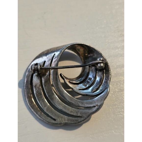 Vintage 925 Sterling Silver Marcasite Brooch & Earrings Set - Picture 2 of 9